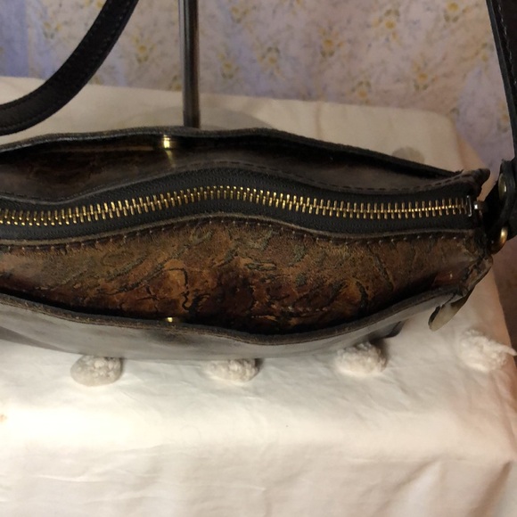 PATRICIA NASH 10th Anniversary dark brown stone design print leather crossbody. - Picture 8 of 16